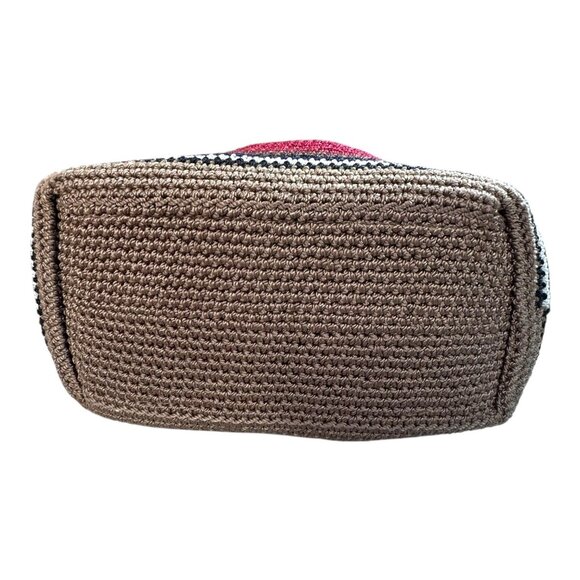 THE SAK Striped Crochet Shoulder Bag In Brown Navy Red Striped Ball Chain Charm - Picture 10 of 12